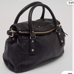 kate spade Black Leather Satchel with Gold Hardware
